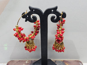 BEAUTIFUL ETHNIC RED HOOP EARRINGS