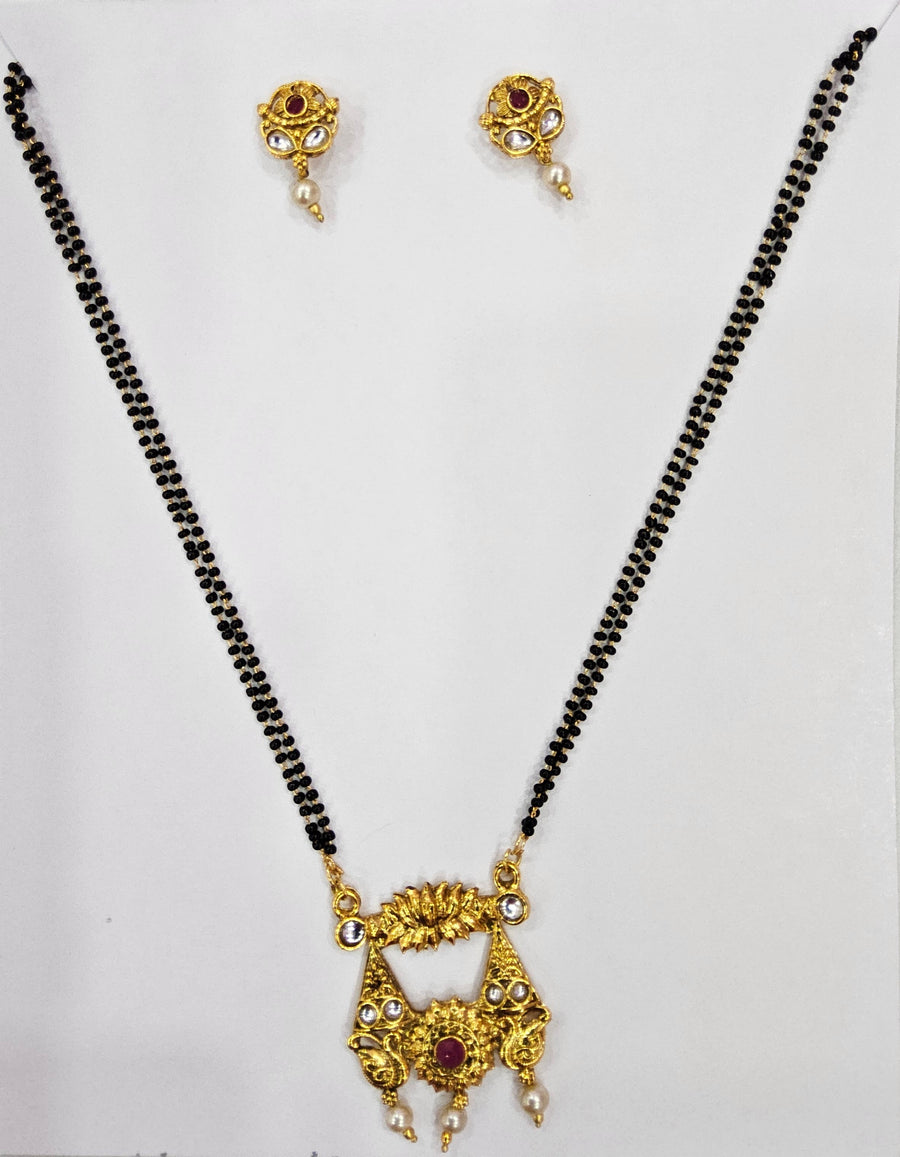 BEAUTIFUL 22 INCH MANGALSUTRA WTH EARRINGS