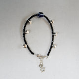 Mystic Protection: Evil Eye and Black Crystal Beads Anklets