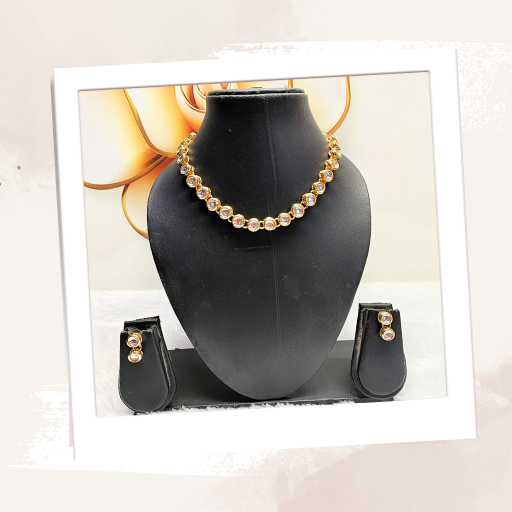 Kundan Neckline Necklace - Round